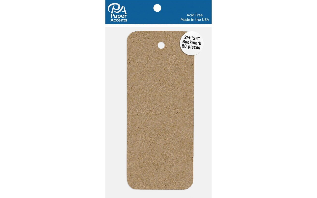 PA Paper Accents Cardstock Bookmark 2.5" x 6" Kraft, 65lb colored cardstock paper for card making, scrapbooking, printing, quilling and crafts, 50 piece pack